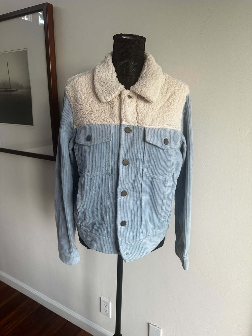 Rip Curl Light Blue Corduroy Sherpa-Trim Jacket